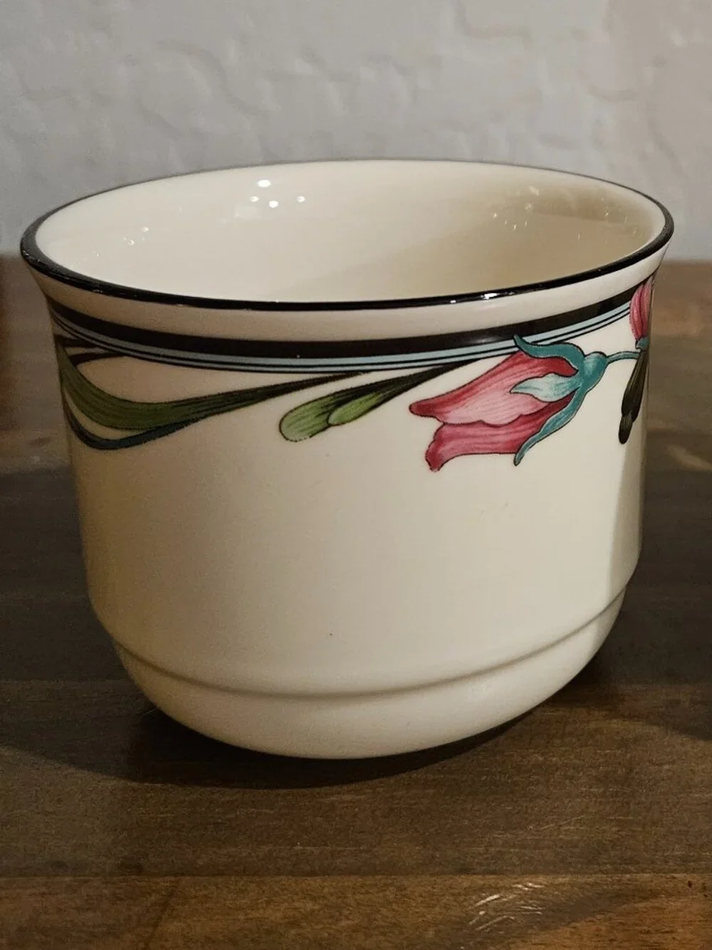 Lenox Floral Ceramic Coffee Mugs Teacups Set of 2 White Pink Green